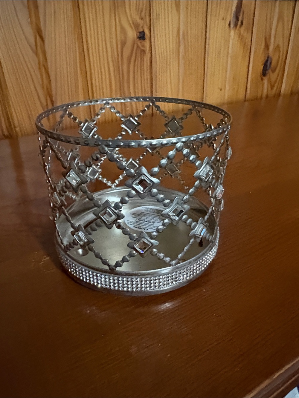 Bath & Body Works Silver Crystal Lattice Candle Holder